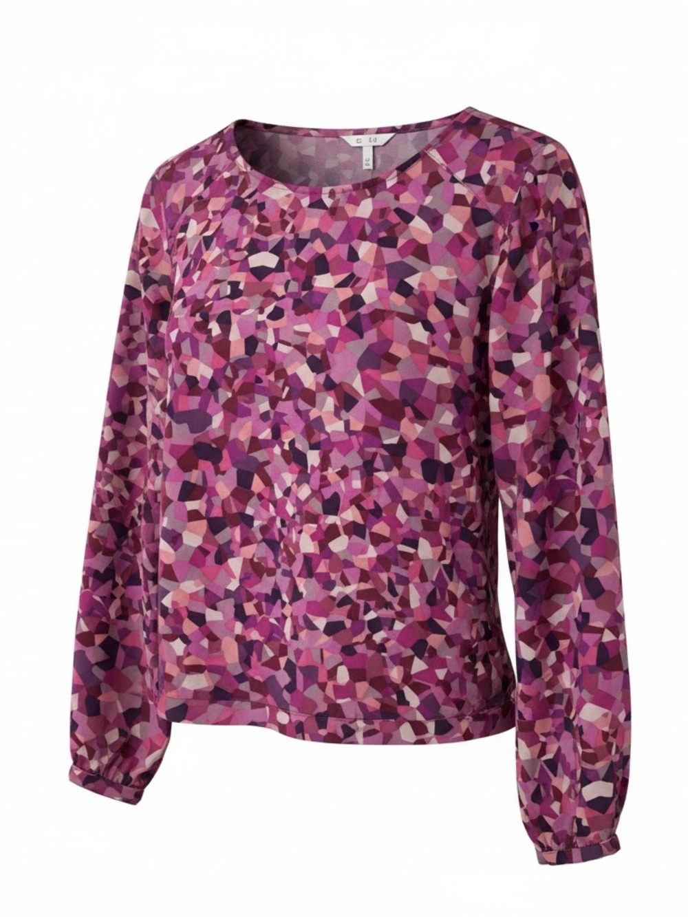 CAbi Kaleidoscope Blouse #571 Pink Mosaic-Print Long-Sleeve Blouse - Size M